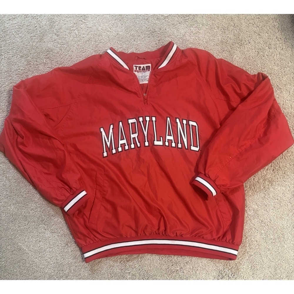 Maryland Terrapins NCAA Team Edition Red Half-Zip Windbreaker Jacket Men's XL